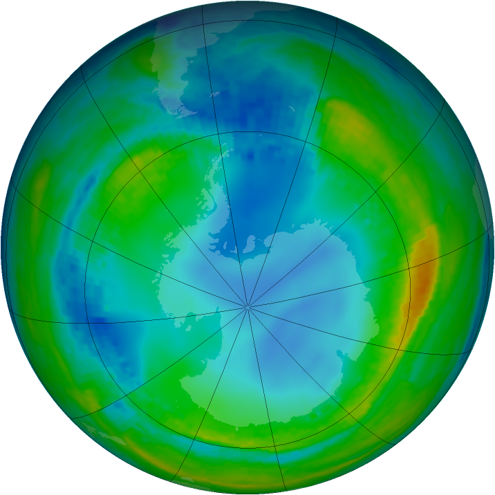 Antarctic ozone map for 27 July 2004